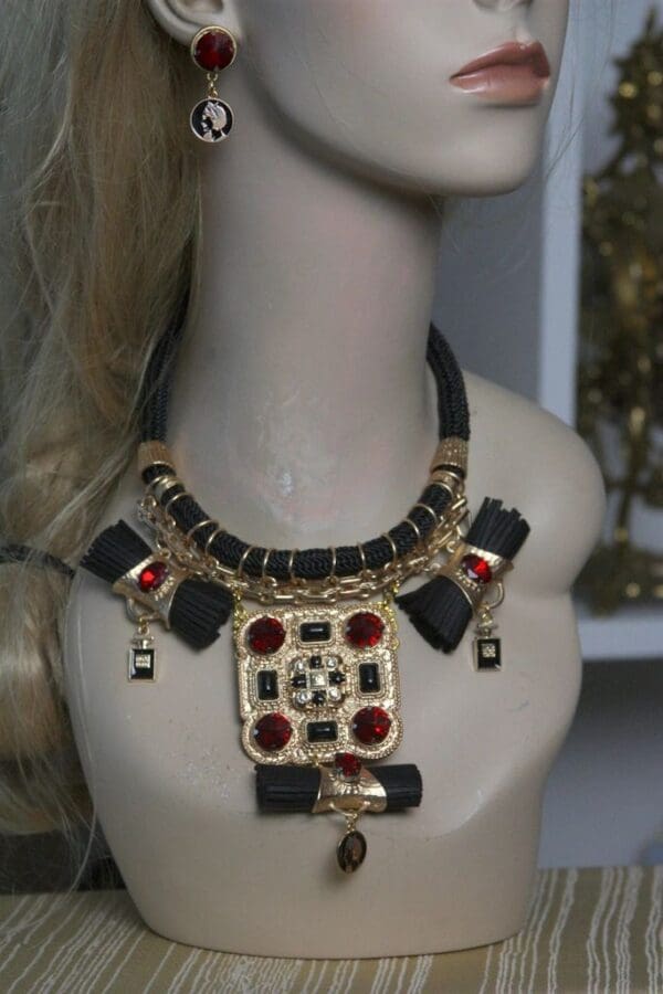 SOLD! 1616 Vintage Style Bow Huge Necklace Set - Image 2