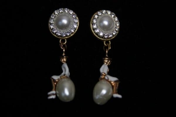 SOLD! 1638 Madam Coco Enamel Charm Studs Earrings - Image 4