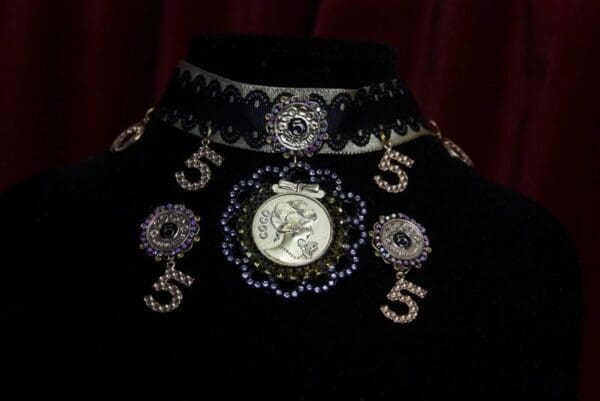 SOLD! 1640 Madam Coco Choker Gold Medallion Charms Set - Image 3