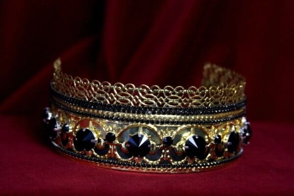 SOLD!1697 BAroque Black Crystal Filigree Crown HEadband - Image 2