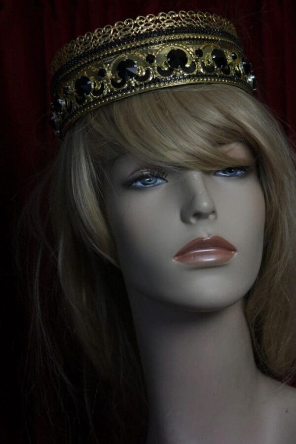 SOLD!1697 BAroque Black Crystal Filigree Crown HEadband - Image 5