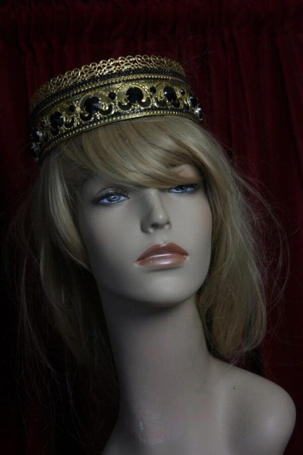 SOLD!1697 BAroque Black Crystal Filigree Crown HEadband - Image 6