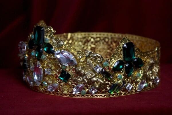 SOLD! 1714 Full Circle Baroque Designer Inspired Crystal Crown - Image 3