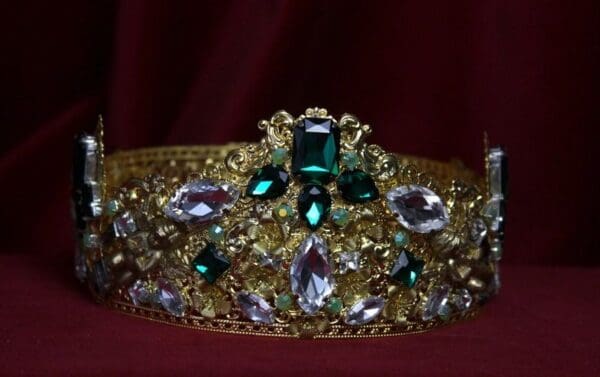SOLD! 1714 Full Circle Baroque Designer Inspired Crystal Crown - Image 4