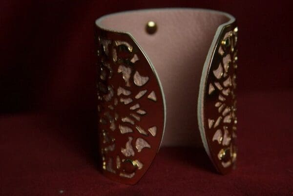 SOLD! 1721 Repurposed Authentic Chanel Button Pale Pink Bangle Cuff - Image 5
