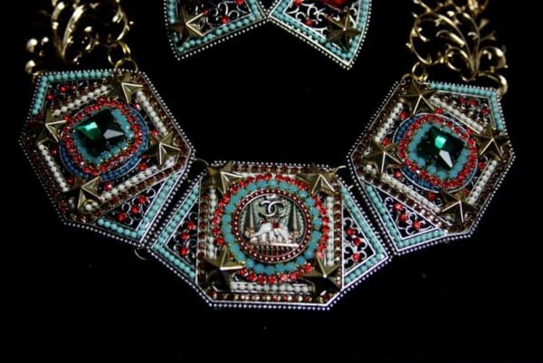 SOLD!1723 Repurposed Authentic Chanel Button Vintage Style Collar SET - Image 4