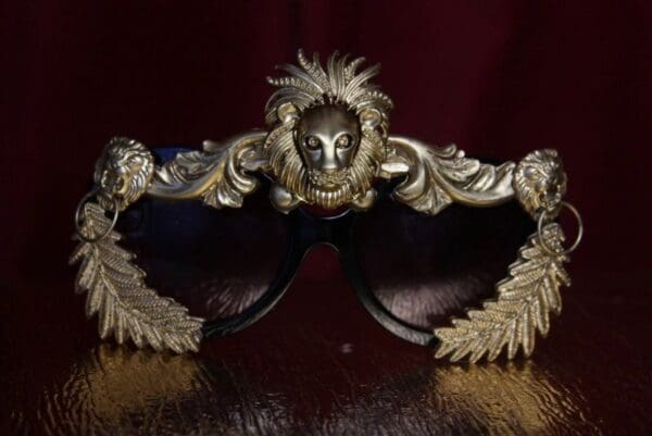 SOLD! 1750 Unisex Baroque Gold Lion Embellished Sunglasses - Image 5