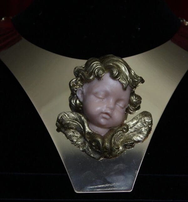 SOLD!1757 Total Baroque Vivid Sleeping Cherub Mirrow Huge Necklace - Image 6