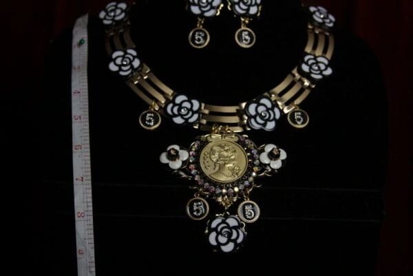 SOLD! 1773 Madam Coco Camellia Gold MedallionCharms Set - Image 5