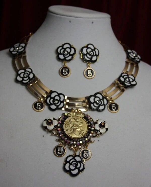 SOLD! 1773 Madam Coco Camellia Gold MedallionCharms Set - Image 2
