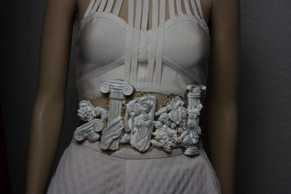 SOLD! 1776 Roman Ruins Unusual Tall Corset Waist Belt - Image 2