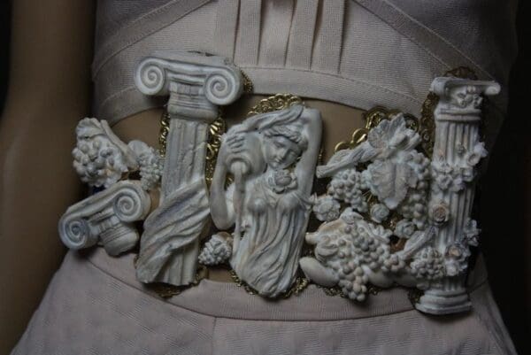 SOLD! 1776 Roman Ruins Unusual Tall Corset Waist Belt - Image 4
