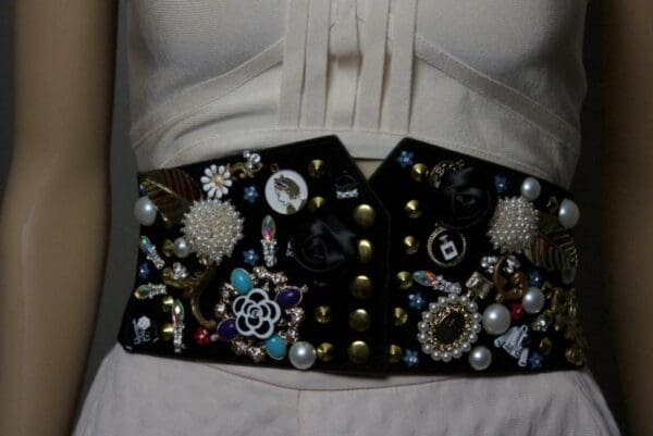 SOLD! 1780 Madam Coco Embellished Brooches Waist Corset Belt - Image 2