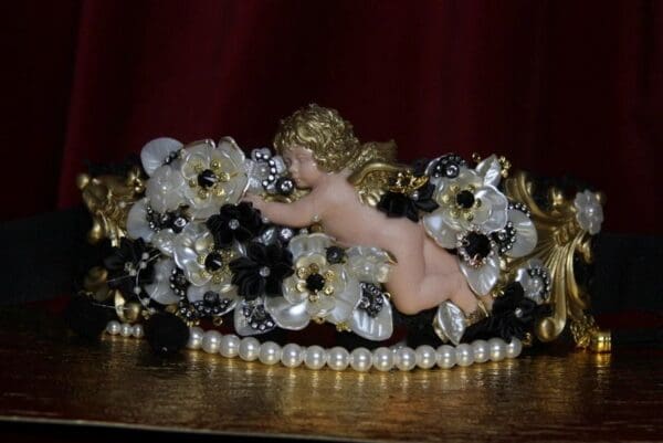 SOLD! 1790 Baroque Cherub Angel Pearl Flower Crystal Waist Belt - Image 3