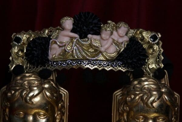 SOLD! 1792 Total Baroque Black Carnations Vivid Cherubs AngelsCrystal Waist Belt - Image 8