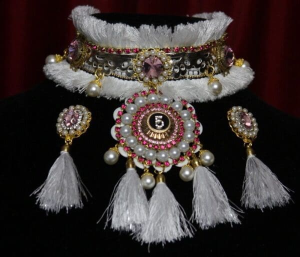 SOLD! 1797 Madam Coco Snow Queen Crystal Choker Necklace+ Earrimgs