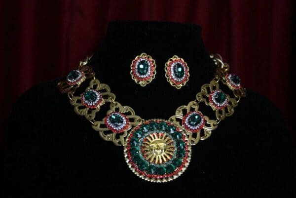 SOLD! 1798 Baroque Sun Crystal Necklace Plus Earrings Set - Image 5