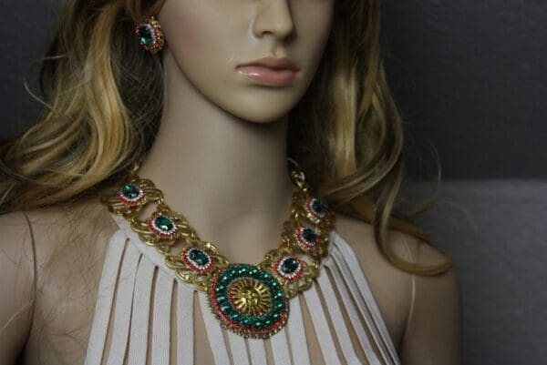 SOLD! 1798 Baroque Sun Crystal Necklace Plus Earrings Set - Image 3
