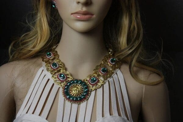 SOLD! 1798 Baroque Sun Crystal Necklace Plus Earrings Set - Image 4