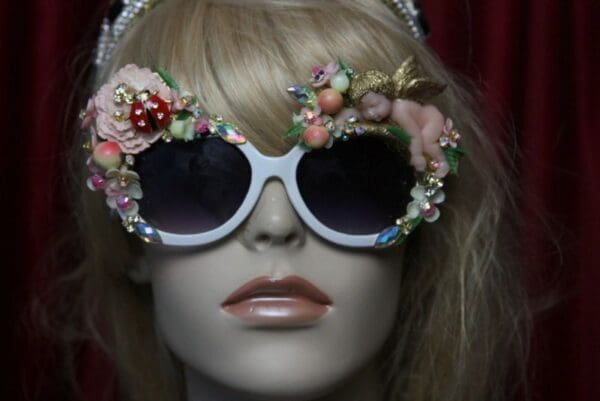 SOLD! 1801 Vivid Cherub Flower Ladybug Crystal Embellished Sunglasses - Image 9