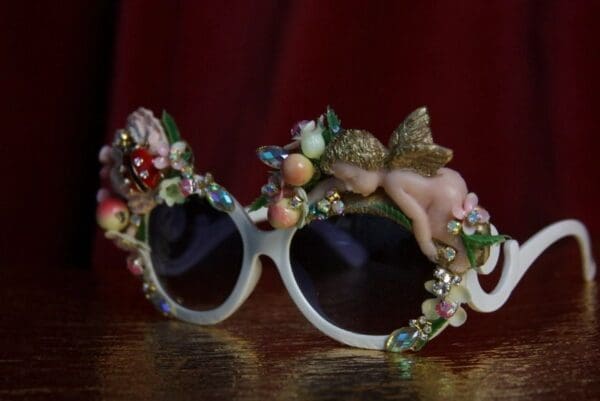 SOLD! 1801 Vivid Cherub Flower Ladybug Crystal Embellished Sunglasses - Image 4