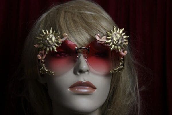 SOLD! 1815 Baroque Pink Glass Sun E,bellished Sunglasses - Image 4