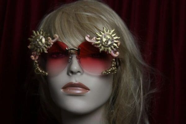 SOLD! 1815 Baroque Pink Glass Sun E,bellished Sunglasses - Image 3
