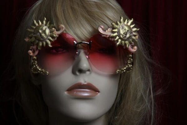 SOLD! 1815 Baroque Pink Glass Sun E,bellished Sunglasses - Image 2