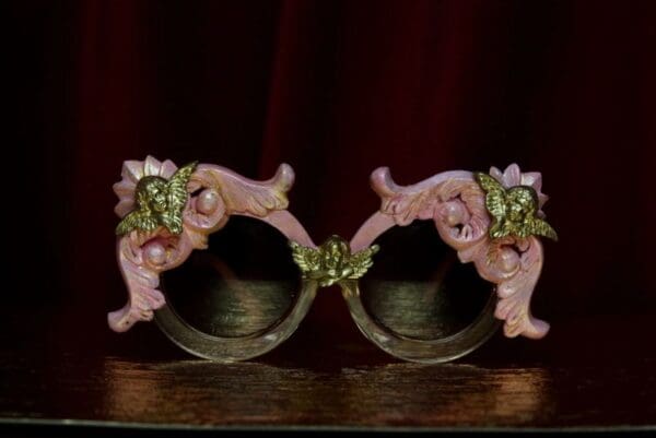 SOLD! 1816 Pink Hand Painted Baroque Cherubs Oversized Sunglasses - Image 2