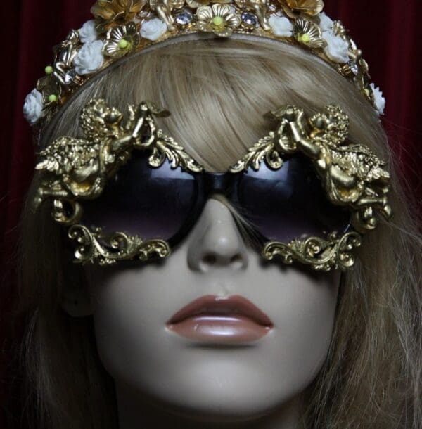 SOLD! 1820 Total Baroque Gold Faced Cherubs Angels Embellished Shades