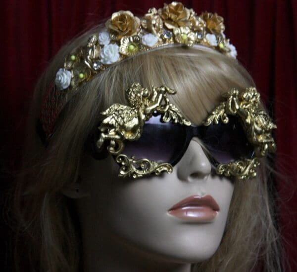 SOLD! 1820 Total Baroque Gold Faced Cherubs Angels Embellished Shades - Image 8