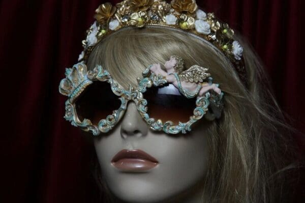 SOLD! 1825 Baroque Pearlish Aqua Crown Vivid Cherub Sunglasses - Image 3