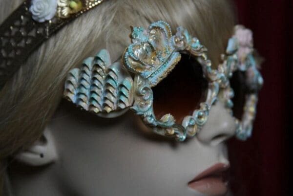 SOLD! 1825 Baroque Pearlish Aqua Crown Vivid Cherub Sunglasses - Image 4