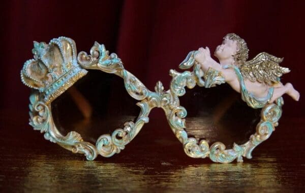 SOLD! 1825 Baroque Pearlish Aqua Crown Vivid Cherub Sunglasses - Image 7