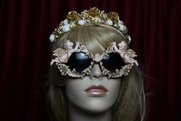 SOLD! 1826 Total Baroque Faced Vivid Cherubs Golden Touch Sunglasses - Image 8