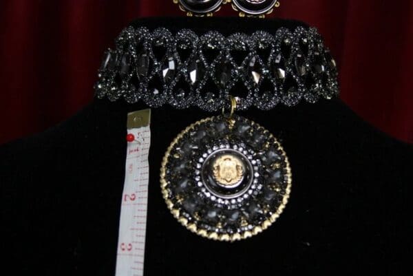 SOLD!1841 Baroque Black Crystal Choker Set - Image 6
