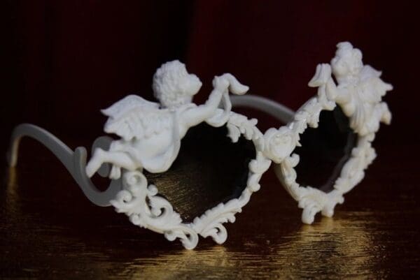 SOLD! 1842 Total BAroque White Architect Faced Cherubs Heart Sunglasses - Image 4