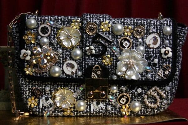 SOLD! 1867 Madam Coco Brooches Tweed Elegant Chain Handbag Purse