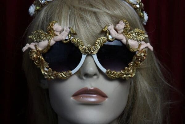 SOLD! 1874 Total Baroque Faced Cherubs Vintage Style White Sunglasses - Image 8