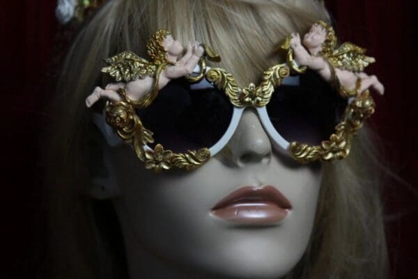 SOLD! 1874 Total Baroque Faced Cherubs Vintage Style White Sunglasses - Image 2