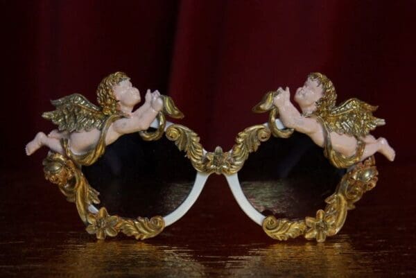 SOLD! 1874 Total Baroque Faced Cherubs Vintage Style White Sunglasses - Image 6