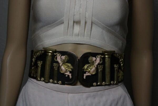 SOLD!1881 Total Baroque Roman Columns Vivid Faced Cherubs Wide Waist Belt - Image 9