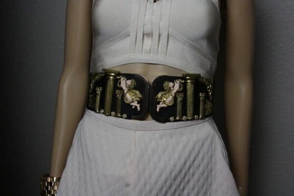 SOLD!1881 Total Baroque Roman Columns Vivid Faced Cherubs Wide Waist Belt - Image 8