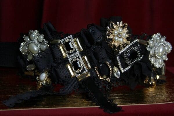 SOLD! 1882 Baroque Designer Inspired Bow Crystal Brooches Waist Belt - Image 5