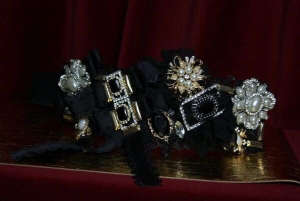 SOLD! 1882 Baroque Designer Inspired Bow Crystal Brooches Waist Belt - Image 6