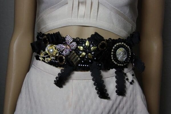 SOLD! 1883 Baroque Crystal Butterfly Cameo Bow Waist Belt - Image 7