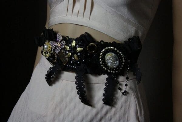 SOLD! 1883 Baroque Crystal Butterfly Cameo Bow Waist Belt - Image 2