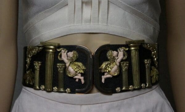 SOLD!1881 Total Baroque Roman Columns Vivid Faced Cherubs Wide Waist Belt