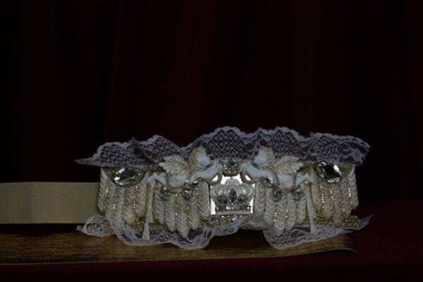 SOLD! 1827 Baroque Crown Crystal Cherub Theater Lace Waist Belt - Image 5