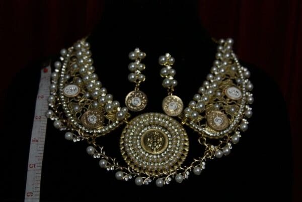 SOLD! 1890 Madam Coco Charms Lion Pearl Necklace+ Earrings Set - Image 3